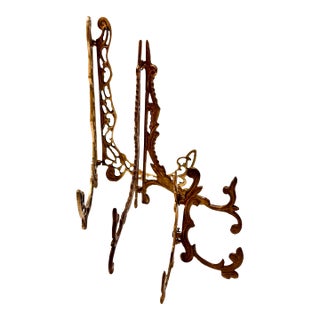 Vintage Mid Century Hollywood Regency Brass Easels, Set of 3 For Sale