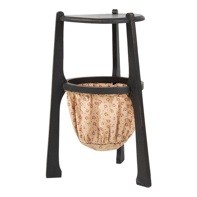 Art Nouveau Side Table in Blackened Wood with Storage Basket, Belgium, 1890s For Sale