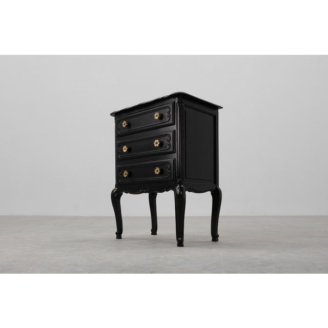 Louis XV Chest of Drawers in Black Lacquered Oak, France, 1950s For Sale - Image 10 of 13