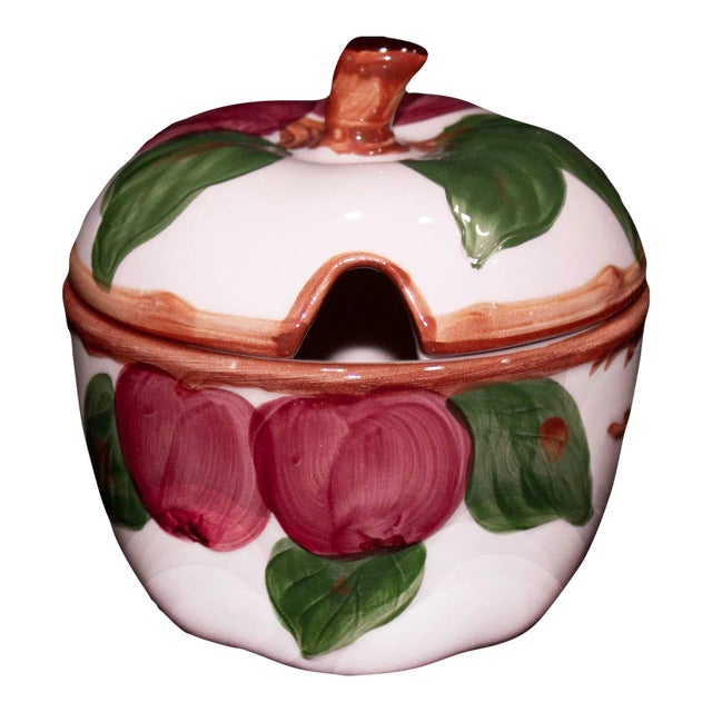Rare Franciscan Apple Pattern Jam Jelly & Lid For Sale