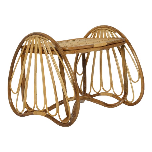 Lily Pad Rattan Planter Stool, Small For Sale