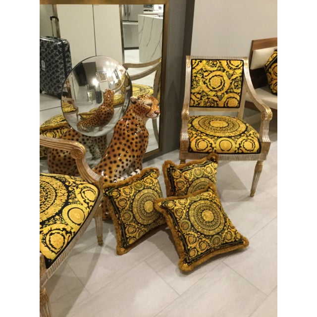 Italian Italian Style Custom Made Gold and Black Pillows - Set of 3 For Sale - Image 3 of 13