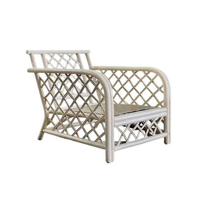 Wood 1960s Chinese Chippendale Rattan Lounge Chairs - a Pair For Sale - Image 7 of 10