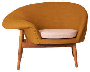 Fried Egg Left Lounge Chair Dark Ochre in Pale Rose by Warm Nordic