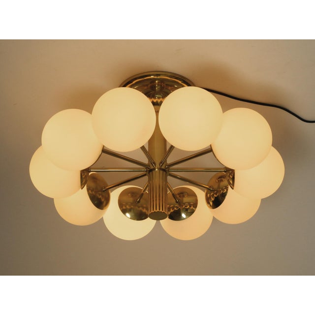 Vintage Space Age Brass Ceiling Lamp with Glass Balls from Kaiser Leuchten, 1960s For Sale - Image 4 of 17