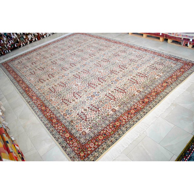 1970s Collectible Vintage Turkish Hereke Rug Hand Knotted Area Oversize Rug Large Living Room Rug - 10′8″ × 15′5″ For Sale - Image 16 of 18