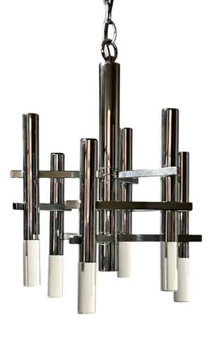 Hanging Lamp in Chromed Metal and Acrylic Glass by Gaetano Sciolari, 1970s