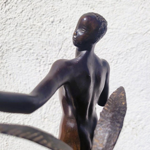 20th Century Man with Antelope in Bronze and Marble For Sale - Image 9 of 18