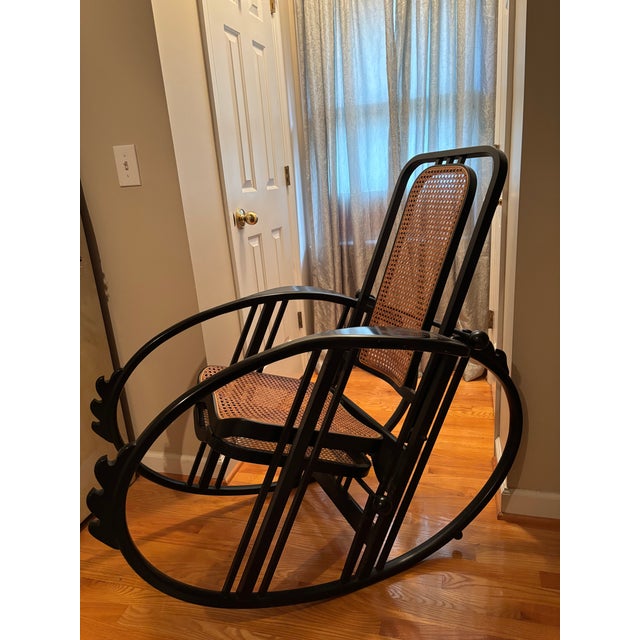 Rare Joseph Hoffmann No. 267 “Egg” Rocking Chair – Excellent Condition with Original Woven Webbing Intact. Unmarked 20th-...