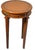 Maitland Smith Style Round Leather Clad Wrapped Brass Gueridon Side Drink Table. The table is mirrored image on all sides,...