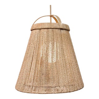 Currey & Company Organic Modern Natural Rope Medium Parnell Pendant For Sale