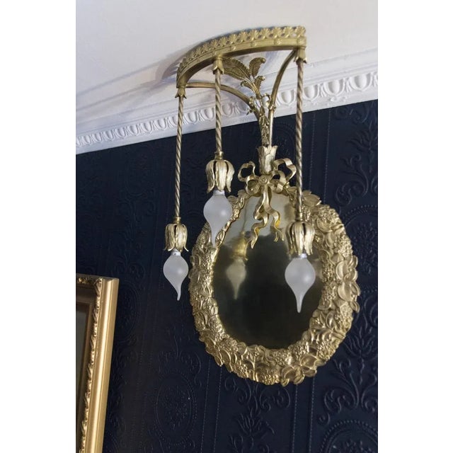 Metal Antique Neoclassical Style Bronze and Brass 3-Light Sconce, 1900s For Sale - Image 7 of 18