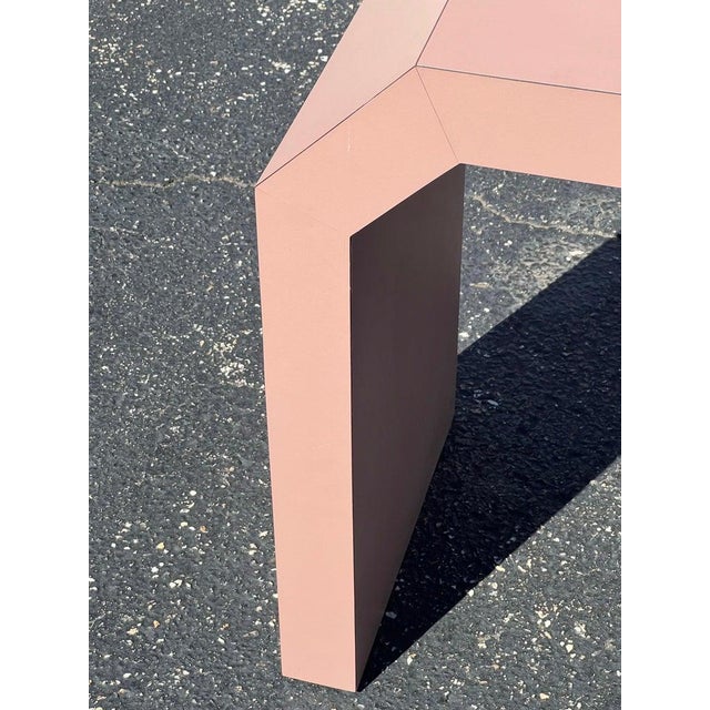 Post Modern Mauve Laminated Waterfall Sofa Table For Sale - Image 18 of 18