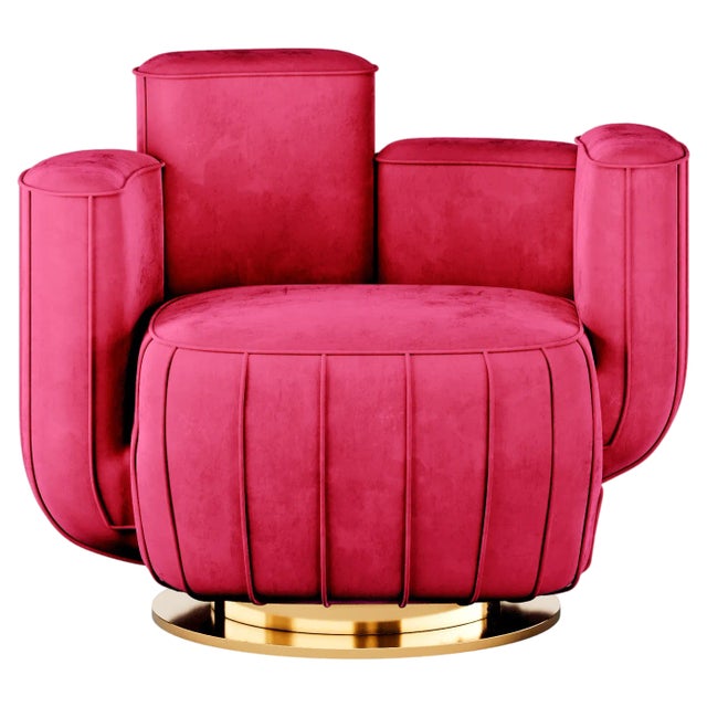 Ajui Armchair in Magenta by HOMMÉS Studio For Sale