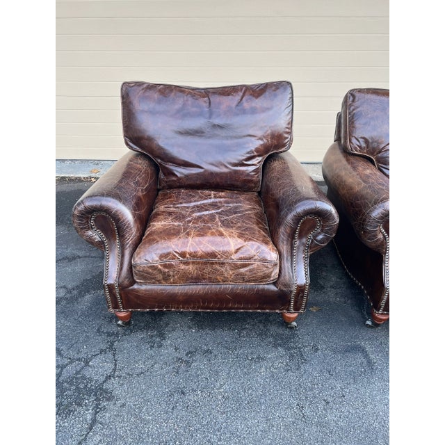 English Vintage English Leather Club Chairs - Set of 2 For Sale - Image 3 of 9