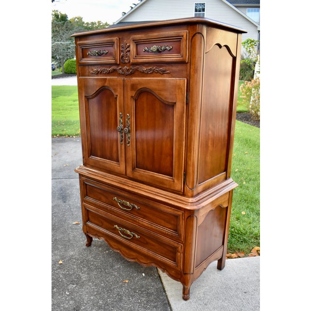 Cherry Dixie Furniture Tall Chest Vintage French Provincial Cabinet Chest For Sale - Image 11 of 18