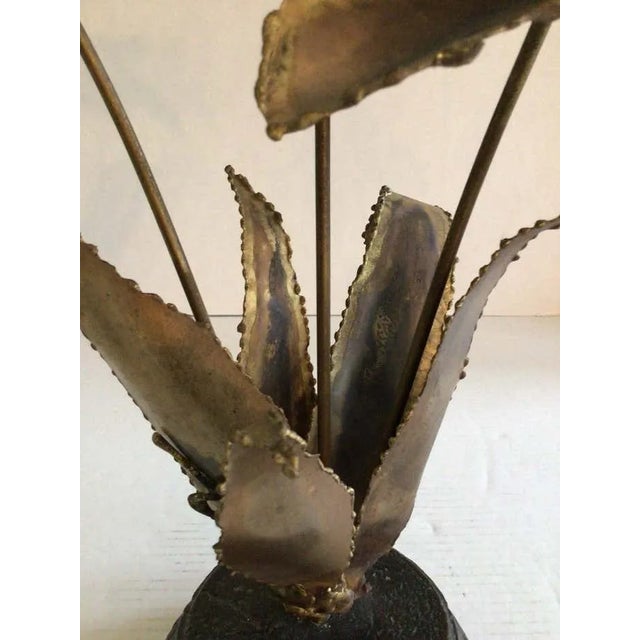 1960s Brass Flower Sculpture on Composition Base For Sale - Image 10 of 10