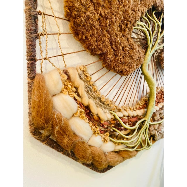 Textile 1970s Boho Tree of Life Woven Fiber Art For Sale - Image 7 of 10