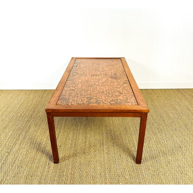 1960s Scandinavian Coffee Table in Teak and Copper, 1960s For Sale - Image 5 of 13