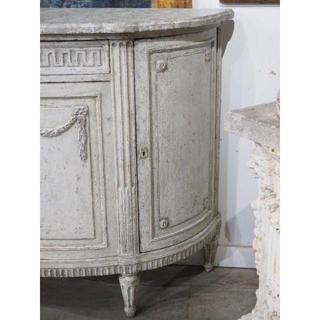 Pair of Large Antique French Louis XVI Style Painted Demi-Lune Buffets, 1900s For Sale - Image 11 of 18