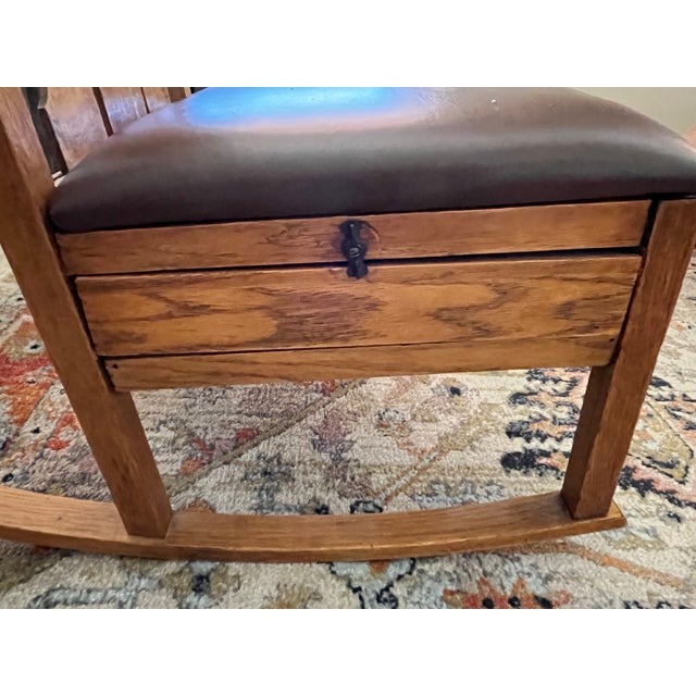 Rare Vintage Arts & Crafts Period Sewing Rocker C. 1900-1920 For Sale - Image 6 of 10