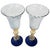 Mid-Century Modern Vintage Murano Venetian Glass Chalice Aventurine Gold Cobalt Blue Goblets - a Pair For Sale - Image 3 of 4