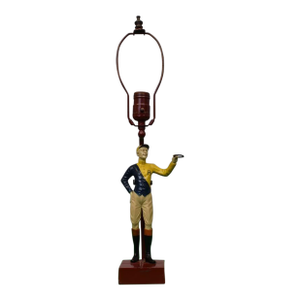 Mid 20th Century Hand Painted Yellow/ Blue With Letter 'A' Jockey Lamp Provenance: The Susie Hilfiger Collection