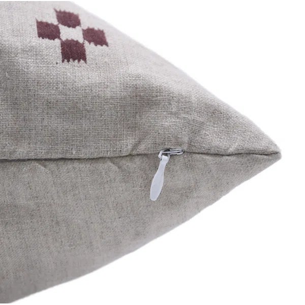 Industrial Fabdivine Floral Home Decor Cushion Cover 26x26 Inch Pure Linen- Barfi For Sale - Image 3 of 4