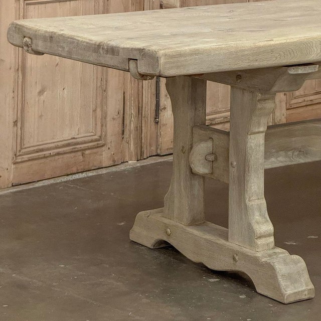 Vintage Rustic European Stripped Oak Trestle Dining Table For Sale In Dallas - Image 6 of 18