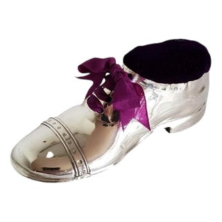 Antique Sterling Silver George V Brogue Shoe Pin Cushion, 1911 For Sale