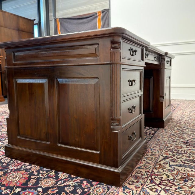 English Desk and Desk Chairs, Set of 3 For Sale - Image 6 of 18