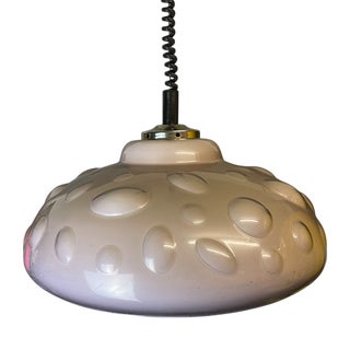 Mushroom Colored Acrylic Retractable Pull Down Dining Room Pendant Lamp, 1970s For Sale