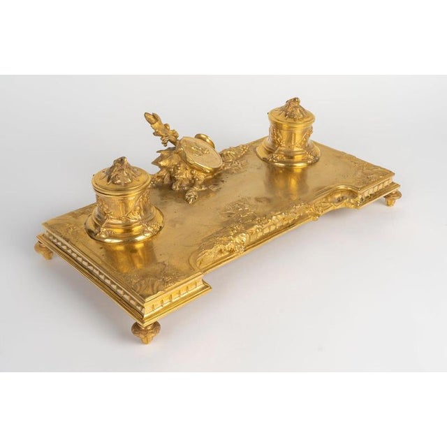 Gilded bronze inkwell by albert marionnet, 19th century, napoleon iii period. Gilded bronze inkwell, 19th century,...