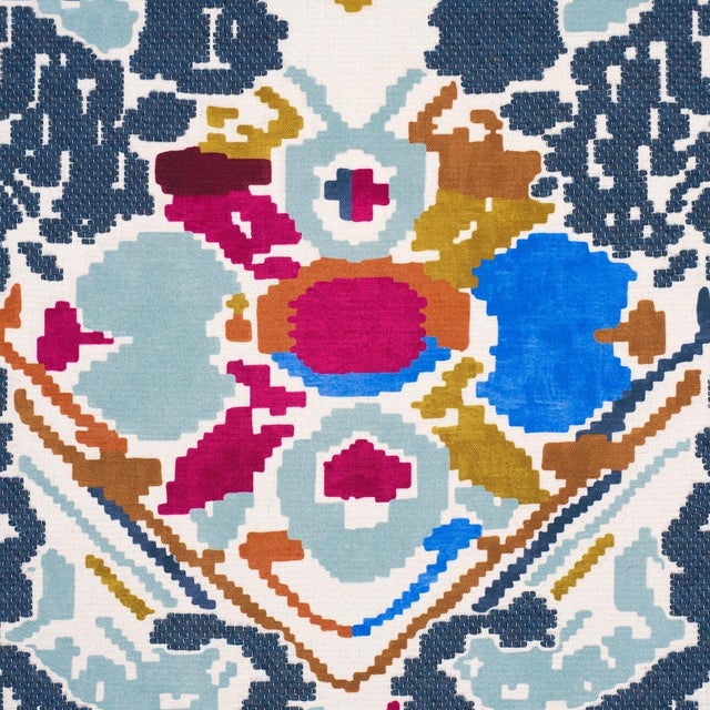 2020s Sample - Schumacher Reversible Digital Damask Fabric In Denim For Sale - Image 5 of 6