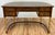 Vintage demilune burled walnut wood and brass desk by Sligh-Lowry. Features a sophisticated demilune shape with bowed...