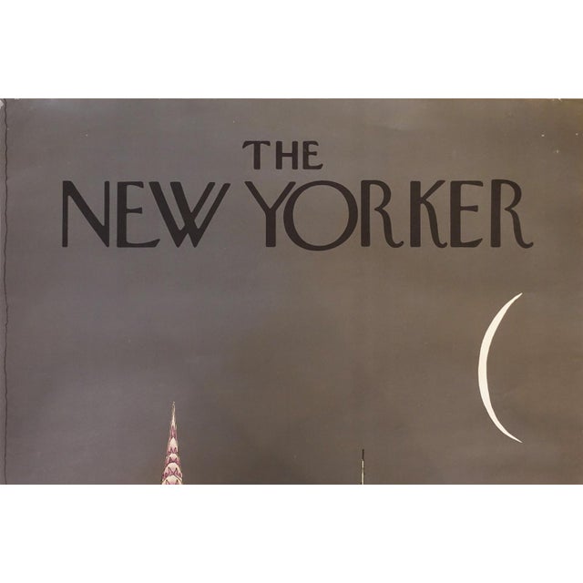 Excellent original vintage exceedingly rare dark Charcoal image of "THE NEW YORKER - SKYLINE NIGHT LIGHTS" by renown New...