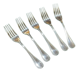 Silver-Plated Fish Forks with Malmaison Pattern from Christofle, Set of 5