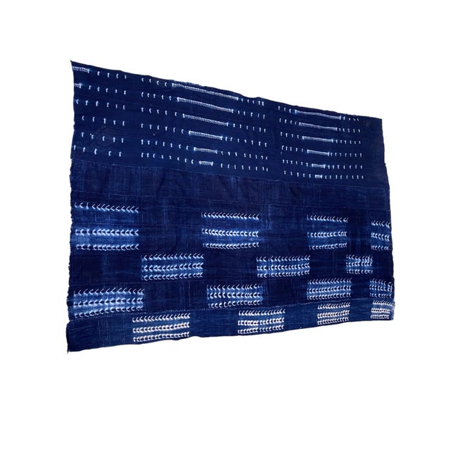 Vintage Indigo& White Cloth - Mossi Tribe Burkina Faso 36" by 55" For Sale In New York - Image 6 of 7