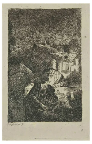 Charles Amand Durand after Rembrandt, The Rest on the Flight into Egypt, Engraving, 19th Century