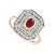Contemporary Art Deco Ruby Halo Diamond Ring in 14k Gold Size 6 For Sale - Image 3 of 12