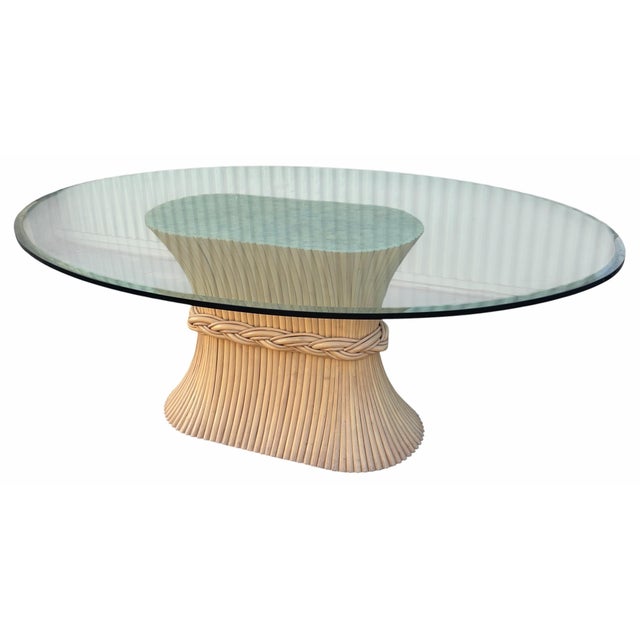 Glass Vintage McGuire Furniture Co Glass Top Horse Track Dining Table For Sale - Image 7 of 7