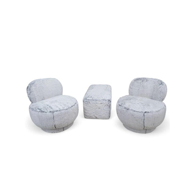 Postmodern Steve Chase Style Swivel Lounge Chairs & Ottoman Newly Reupholstered - 3 Pieces For Sale - Image 4 of 11