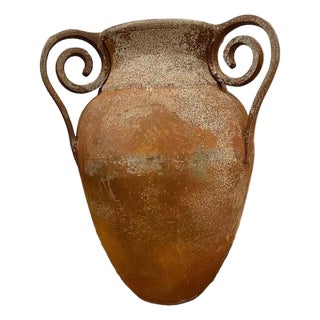 Vintage Primitive Style Metal Urn For Sale