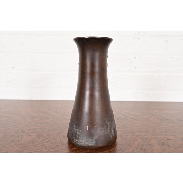 Bronze Heintz Arts & Crafts Sterling Silver on Bronze Vase For Sale - Image 8 of 12