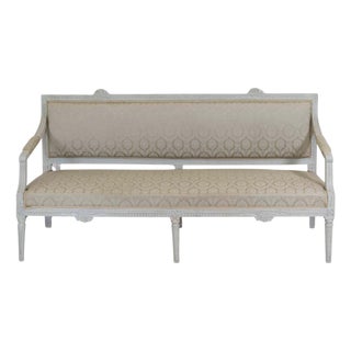 Swedish 19th Century Carved and Painted Pine Bench For Sale