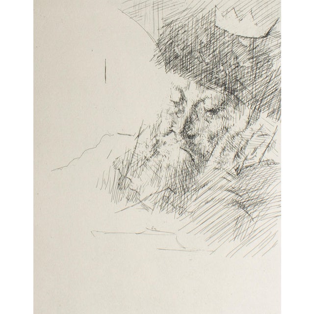 A 1963 etching titled "King Asa" by the American artist Jack Levine (1915-2010). This etching on Japanese rice paper...