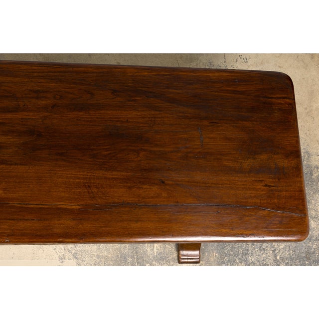 Wood 19th Century French Provincial Oak Farmhouse Trestle Dining Table For Sale - Image 7 of 18