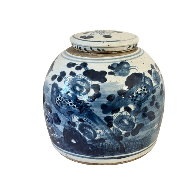 1980s Vintage Chinoiserie Blue & White Porcelain Ginger Jar W/ Swallow Birds 9" H For Sale - Image 5 of 8