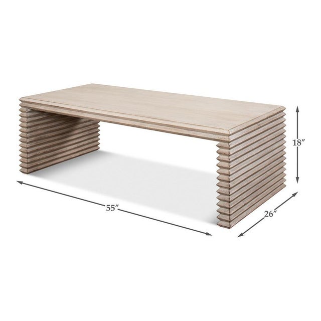 Rustic Stacked-Plank Waterfall Coffee Table in Stone Grey For Sale - Image 9 of 9