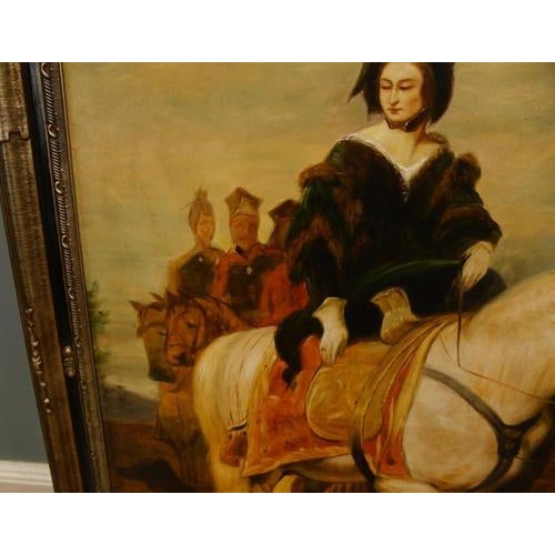 After Edwin Landseer, Queen Victoria on Horseback, Windsor Castle Park, Oil Painting, Framed For Sale - Image 4 of 12